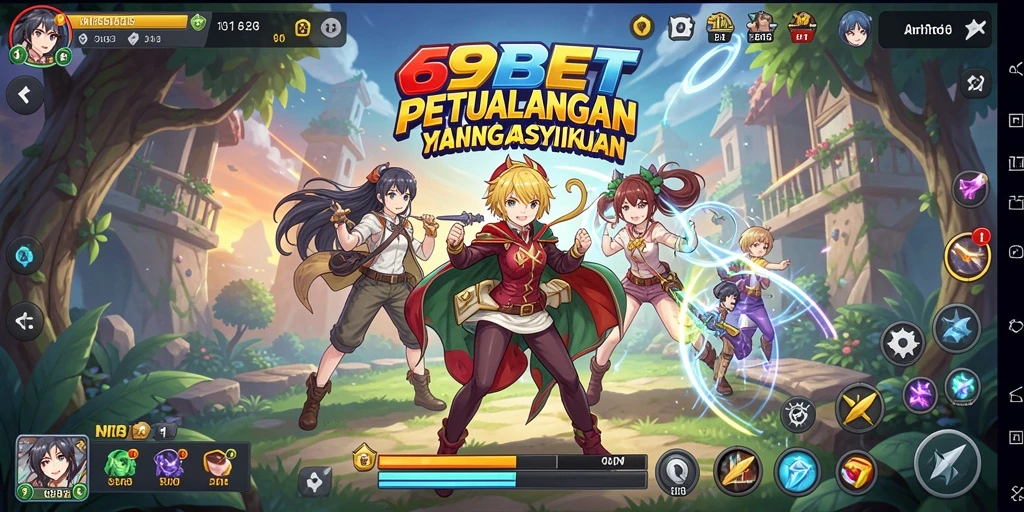 Tampilan gameplay seru dengan karakter anime menarik di 69BET.