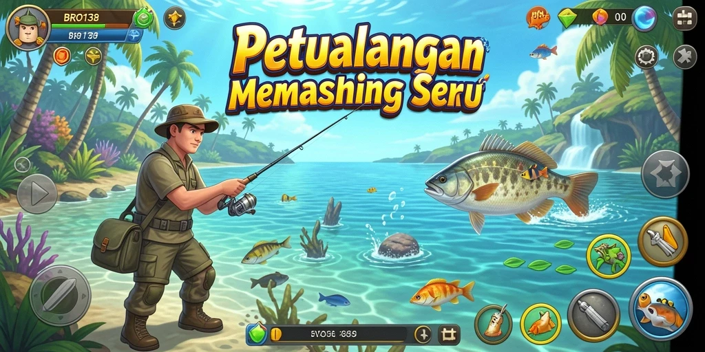 Screenshot gameplay BRO138 menampilkan pengalaman memancing yang mendebarkan.
