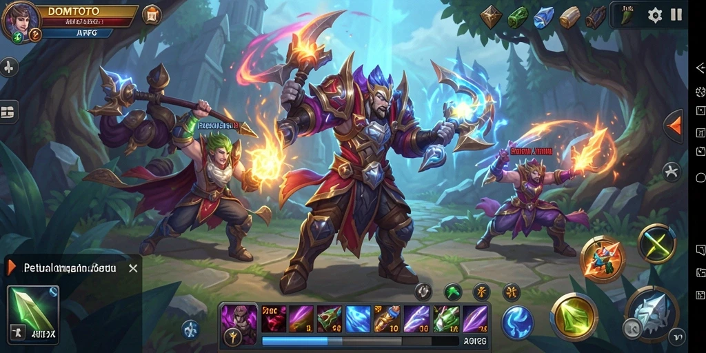 Tangkapan layar permainan DOMTOTO yang menunjukkan aksi seru dalam pertarungan ARPG.