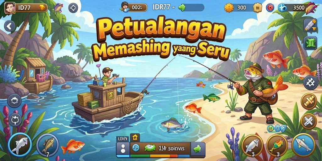 Tampilkan gameplay mendebarkan saat memancing di laut di IDR77.