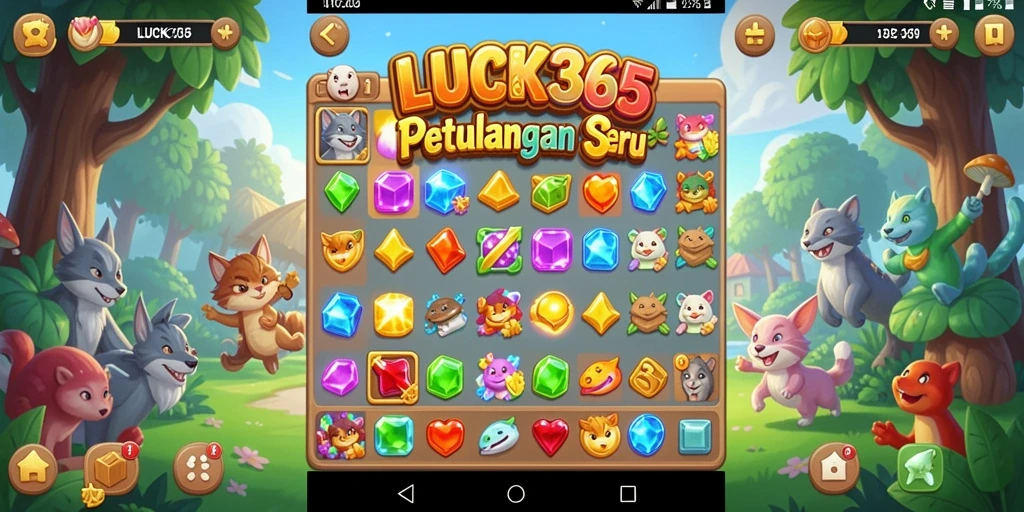 Tampilan gameplay seru LUCK365 dengan elemen Match-3 yang menarik.