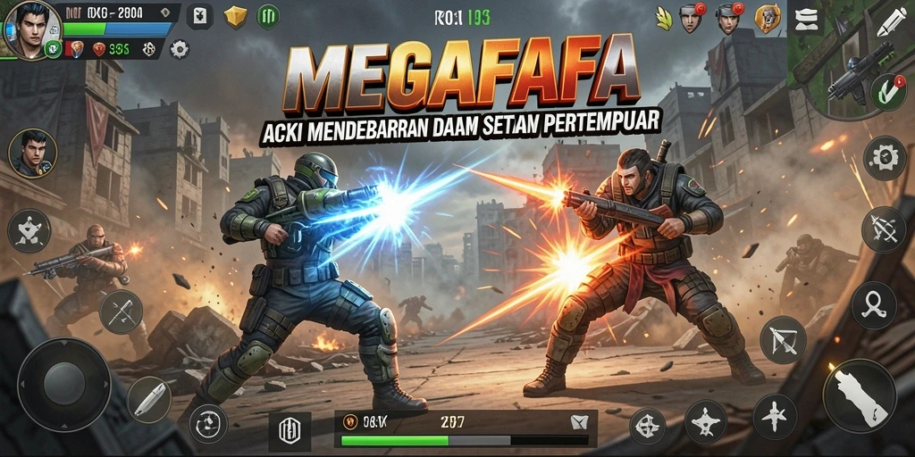 Tangkapan layar gameplay MEGAFAFA menampilkan aksi pertempuran yang mendebarkan.