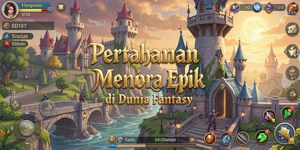 Screenshot gameplay SD107 menampilkan aksi menara pertahanan yang mendebarkan.