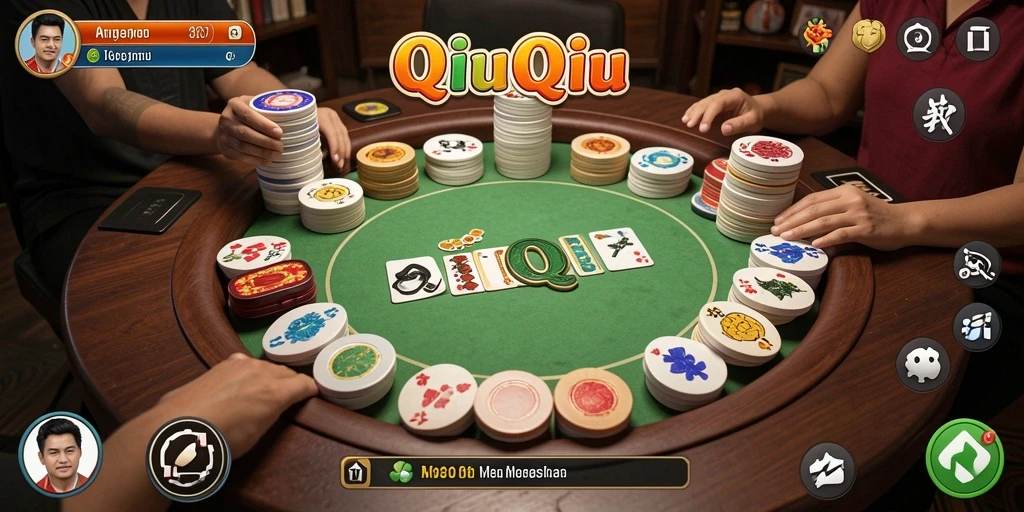 Screenshot gameplay V07 menampilkan keseruan permainan QiuQiu.